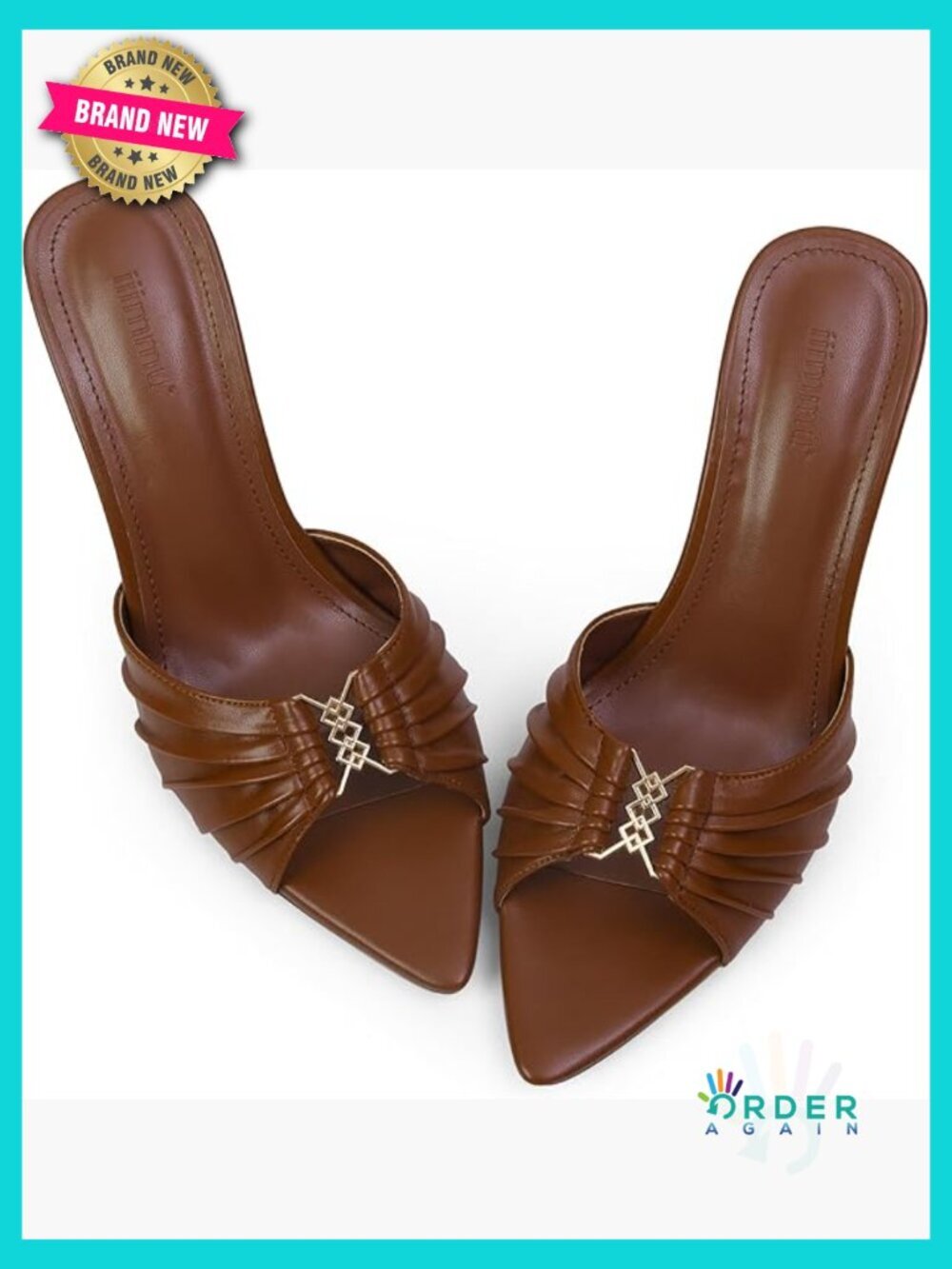 3.5 In Stiletto Mules High Heels Pointed Peep Toe Faux Leather Slip On Sandals